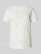 Jake*s Casual T-Shirt mit Allover-Muster in Offwhite, Größe S