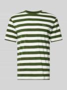 Gant T-Shirt mit Streifenmuster und Label-Stitching in Oliv, Größe S
