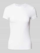 WEEKDAY T-Shirt in Ripp-Optik mit Rundhalsausschnitt in Weiss, Größe S
