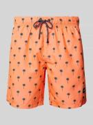 Shiwi Badehose mit Motiv-Print Modell 'Palm' in Neon Orange, Größe S