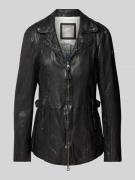 Gipsy Lederjacke mit Zweiwege-Reißverschluss Modell 'Yelli' in Black, ...