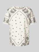 Jake*s Casual T-Shirt mit Paisley-Muster und Rundhalsausschnitt in Off...