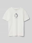 Garcia T-Shirt mit Motiv-Print und Rundhalsausschnitt in Offwhite, Grö...