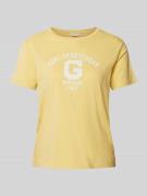 Gant T-Shirt mit Label-Print in Pastellgelb, Größe S