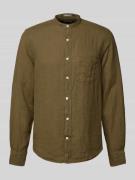 Gant Leinenhemd mit Brusttasche und Label-Stitching in Oliv, Größe S