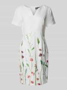 WHITE LABEL Knielanges Kleid mit V-Ausschnitt in Offwhite, Größe 38