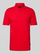 bugatti Slim Fit Poloshirt im unifarbenen Design in Rot, Größe M