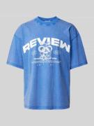 REVIEW T-Shirt mit Label-Print in Royal, Größe S