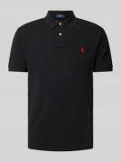 Polo Ralph Lauren Slim Fit Poloshirt mit Label-Stitching in Black, Grö...