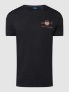 Gant T-Shirt aus Baumwolle mit Label-Stitching in Dunkelgrau, Größe S