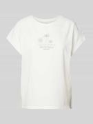 Jake*s Casual T-Shirt mit Motiv- und Statement-Stitching in Offwhite, ...