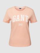 Gant T-Shirt aus Baumwolle mit Label-Print in Orange, Größe XS