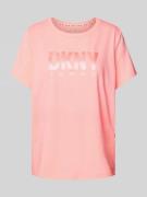 DKNY PERFORMANCE T-Shirt mit Label-Print in Rosa, Größe XS