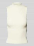 Stefanel Tanktop mit Stehkragen in Offwhite, Größe XS