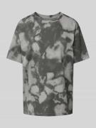 Jake*s Casual T-Shirt im Batik-Look in Dunkelgrau, Größe XS