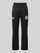 Multiply Apparel Regular Fit Sweatpants mit Label-Print in Black, Größ...