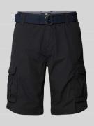 Petrol Regular Fit Cargoshorts mit Gürtel in Anthrazit, Größe S