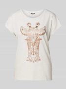 Montego T-Shirt mit Viskose-Anteil und Animal-Print in Ecru Melange, G...