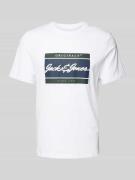 Jack & Jones T-Shirt mit Label-Print Modell 'WAYNE' in Weiss, Größe S