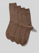 camano Socken im unifarbenen Design im 4er-Pack in Camel, Größe 39-42