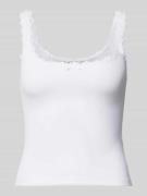 Review Tanktop mit Spitzenbesatz in Weiss, Größe S