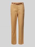 Christian Berg Woman Tapered Fit Chino mit Gürtel in Camel, Größe 38