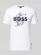 BOSS T-Shirt mit Label-Print Modell 'Thompson' in Weiss, Größe L