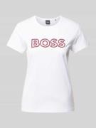 BOSS T-Shirt mit Label-Stitching Modell 'Eventsa' in Weiss, Größe M