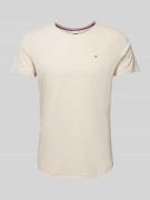 Tommy Jeans Slim Fit T-Shirt mit Rundhalsausschnitt in Beige, Größe L