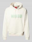 HUGO Hoodie mit Label-Print Modell 'Diqerio' in Offwhite, Größe L