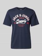 Jack & Jones T-Shirt mit Label-Print in Dunkelblau, Größe M