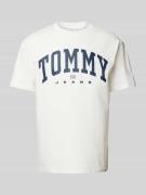 Tommy Jeans T-Shirt mit Label-Print in Offwhite, Größe L