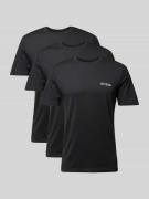 Guess Activewear T-Shirt mit Label-Print im 3er-Pack in BLACK, Größe L