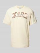 KARL KANI T-Shirt mit Label-Print Modell 'Serif' in Offwhite, Größe L