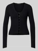 Vero Moda Cropped Strickjacke mit Knopfleiste in Black, Größe L