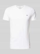 Gant Regular Fit T-Shirt mit Label-Stitching in Weiss, Größe L