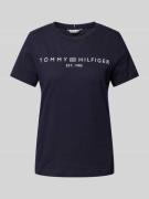 Tommy Hilfiger T-Shirt mit Label-Print in Marine, Größe M