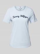 Tommy Hilfiger T-Shirt mit Label-Stitching Modell 'SCRIPT' in Hellblau...