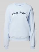 Tommy Hilfiger Sweatshirt mit Label-Stitching Modell 'SCRIPT' in Hellb...