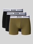 BOSS Trunks mit elastischem Logo-Bund im 3er-Pack in Oliv, Größe L