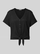 TOM TAILOR DENIM Blusenshirt mit Saum zum Binden in Black, Größe L