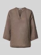 ZABAIONE Bluse aus Leinen mit 3/4-Arm Modell 'LUCIA' in Taupe, Größe L