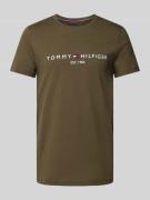 Tommy Hilfiger T-Shirt mit Label-Print in Oliv, Größe L