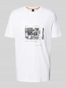 BOSS Orange T-Shirt mit Motiv-Print Modell 'Urban' in Weiss, Größe L