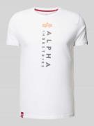 Alpha Industries T-Shirt mit Label-Print in Weiss, Größe L