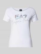 EA7 Emporio Armani T-Shirt mit Label-Print und -Stitching in Weiss, Gr...