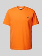 Lacoste T-Shirt mit Label-Badge in Orange, Größe XL