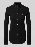 POLO RALPH LAUREN Polohemd mit Button-Down-Kragen in Black, Größe M