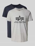 Alpha Industries T-Shirt mit Label-Print im 2er-Pack in Hellgrau Melan...