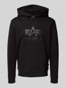 Alpha Industries Hoodie mit Label-Print in Black, Größe M